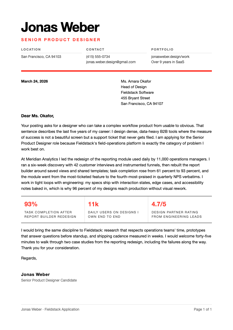 Swiss international cover letter